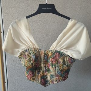 Cider Cream and Floral Women's Blouse